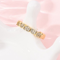 Messing Micro Pave Zirkonia Manschette offene Ringe&nbsp;RJEW-F204-02G