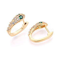 Серьги-кольца в форме змеи с микропаве из кубических цирконий из латуни EJEW-T048-32G