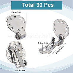 30 шт. застежка для сережек-клипс из нержавеющей стали 304&nbsp;STAS-SC0008-38