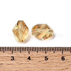K9ガラス  模造オーストリアクリスタルビーズ  グレードAAA  多面カット  双円錐形  ゴールド  10x13mm  穴：0.9~1mm&nbsp;SWAR-F077-13x10mm-28