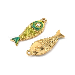 Подвески в виде рыбок из нержавеющей стали 304 со стразами&nbsp;STAS-U057-02B-G