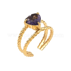 Offene Manschettenringe aus Edelstahl 304 und Zirkonia für Damen&nbsp;RJEW-G376-01G-02