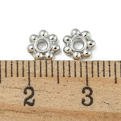 ラックメッキ亜鉛合金スペーサービーズ  長持ちメッキ  花  プラチナ  6x1.5mm  穴：1.5mm&nbsp;FIND-T071-04P