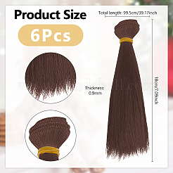 Peluca de pelo de muñeca de peinado largo y recto de plástico&nbsp;LS-DIY-WH0588-49B