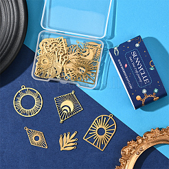 20 шт. 10 стиля латунных филигранных соединительных звеньев и подвесок&nbsp;KK-SC0006-82