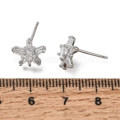 真鍮舗装キュービックジルコニアスタッドピアスのパーツ  スター  カン付き  プラチナ  10.5x10mm  ピン：0.7mm&nbsp;CU-CBAE189-04P