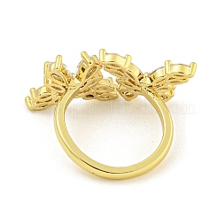 Латунные кольца с микро-паве и прозрачным кубическим цирконием в форме бабочки RJEW-Z042-01G