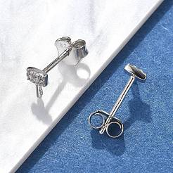 Серьги-гвоздики key s925 из стерлингового серебра с микропаве из прозрачных кубических цирконий для женщин&nbsp;EJEW-K307-03B-P