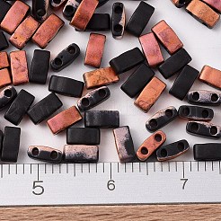 MIYUKIハーフティラビーズ  日本製シードビーズ  2の穴  （htl4562)サンセットマット  5x2.3x1.9mm  穴：0.8mm  約1250個/50g&nbsp;SEED-X0054-HTL4562