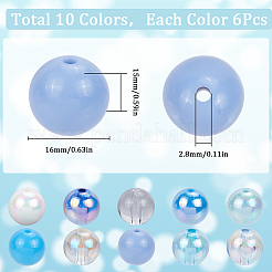 60 Stück transparente und undurchsichtige Acrylperlen in 10 Farben.&nbsp;MACR-SC0001-76C
