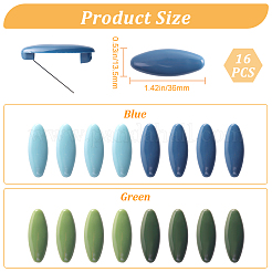 16 шт. 8-цветные пластиковые заготовки овальных брошей-булавки JEWB-CP0001-10C