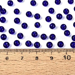 FGB透明ガラスシードビーズ  ラウンド  丸い穴  ダークブルー  4~4.5mm  穴：1~1.2mm  約4500個/ポンド&nbsp;SEED-N013-01A-03