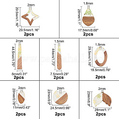 16шт 8 стильные подвески из прозрачной смолы и орехового дерева RESI-OC0001-32