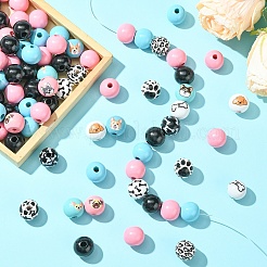 Наборы для самостоятельного изготовления круглых деревянных бусин и джутового шнура для подвесок&nbsp;DIY-YW0010-83