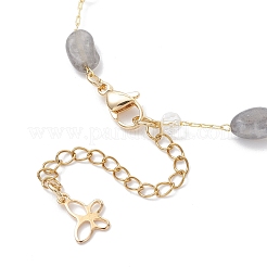 Ожерелья из бусин ручной работы из стекла и натуральных лабрадоритовых самородков&nbsp;BJEW-JB12461-02