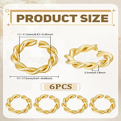 6 шт. латунные витые открытые соединительные кольца&nbsp;KK-LP0004-38