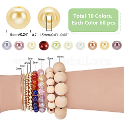 10 цвет экологичных перламутровых круглых стеклянных жемчужных бусин&nbsp;HY-PH0010-05