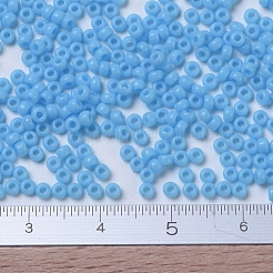 MIYUKIラウンドロカイユビーズ  日本製シードビーズ  11/0  （rr413)不透明なターコイズブルー  2x1.3mm  穴：0.8mm  約1111個/10g&nbsp;X-SEED-G007-RR0413