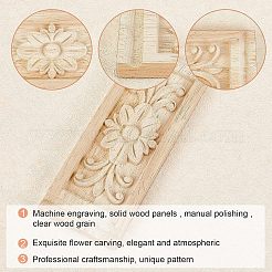 Artisanat d'applique onlay sculpté en bois massif naturel&nbsp;WOOD-FH0001-11