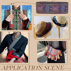 Лента из полиэстера с цветочной вышивкой в этническом стиле OCOR-WH0091-43