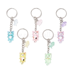 Брелок из смоляного стекла с котом и рыбой KEYC-JKC01236