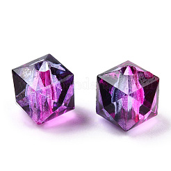 Perle acriliche verniciate a spruzzo bicolore trasparente&nbsp;ACRP-TD002-03