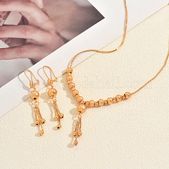 Винтажное латунное колье и серьги с круглыми бусинами и кисточками для женщин.&nbsp;VG0776