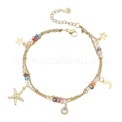 Cavigliere con ciondolo a forma di stella marina in acciaio inossidabile 304&nbsp;AJEW-AN00793-01