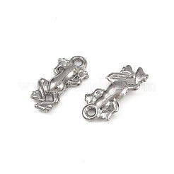 304ステンレススチールチャーム  カエルのチャーム  変色防止  ステンレス鋼色  13x6.5x2mm  穴：1.2mm&nbsp;STAS-F317-12P