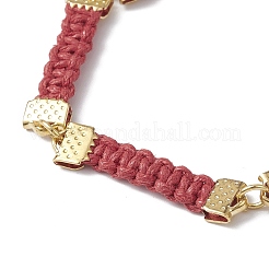 Pulseras de cadena de eslabones rectangulares de poliéster encerado trenzado&nbsp;BJEW-JB10000-04