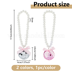 2 шт. 2-цветный стеклянный шар и пластиковый искусственный жемчуг подвеска украшение&nbsp;HJEW-DC0001-22