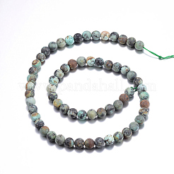 Fili di perle rotonde di turchese africano naturale smerigliato (diaspro)&nbsp;X-G-D746-8mm