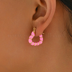 Стильные геометрические серьги-кольца в форме сердца из нержавеющей стали 201 с эмалью XI3241-2