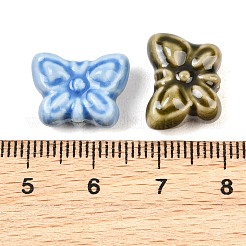 手作りの陶器ビーズ  光沢釉の磁器  蝶  ミックスカラー  12x15x7.5mm  穴：1.8mm&nbsp;PR-CBA13CB-03