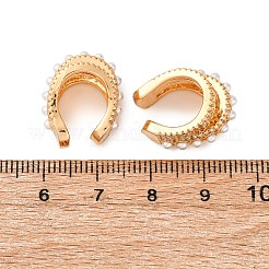 Многослойные серьги-каффы в форме буквы С из латуни с микропаве из прозрачных кубических цирконий&nbsp;EJEW-Z127-02G