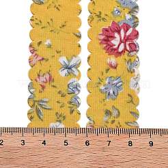 20ヤードの花柄プリントポリエステルリボン  ギフトラッピング用の二重波型リボン  ゴールド  1インチ（25mm）  約20.00ヤード（18.29m）/ロール&nbsp;OCOR-Z005-03A