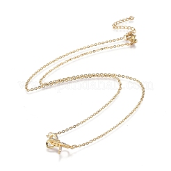 Ожерелья с подвесками из латуни с прозрачным кубическим цирконием NJEW-R256-04