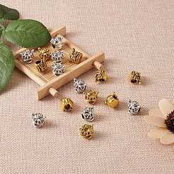 20 шт. 2 цвета бусины из европейского сплава в тибетском стиле&nbsp;TIBEB-TA0001-24