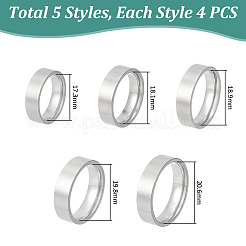 20 stücke 5 arten 304 edelstahl finger ringe für männer&nbsp;RJEW-UN0003-12