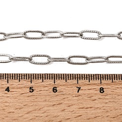 Цепочка-скрепка из нержавеющей стали 201 толщиной 4 мм с текстурированной поверхностью&nbsp;NJEW-K302-25P