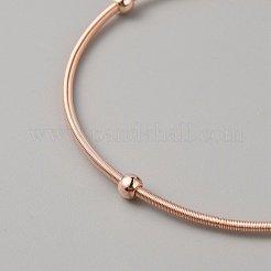 女性用ステンレススチールサテライトチェーンストレッチブレスレット  ローズゴールド  内径：2-1/4インチ（5.8cm）&nbsp;BJEW-WH0018-14B