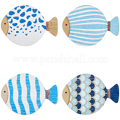 Adesivi murali pesce di legno&nbsp;AJEW-WH20048-76