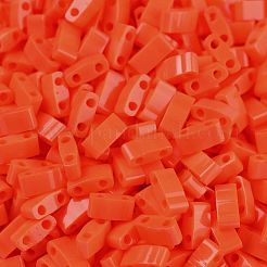 MIYUKIハーフティラビーズ  日本製シードビーズ  2の穴  （htl406)不透明なオレンジ  5x2.3x1.9mm  穴：0.8mm  約2500個/100g&nbsp;SEED-J020-HTL406
