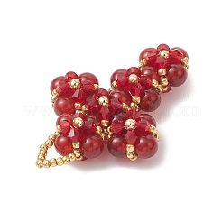 Подвески-крестики из натурального сердолика и стеклянного бисера&nbsp;PALLOY-MZ01151-01