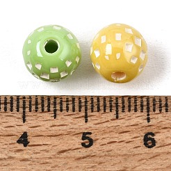 不透明なアクリルビーズ  ラウンド  エナメル  ミックスカラー  タータン  9.5mm  穴：2.5mm&nbsp;AC-CBA6F83-01A
