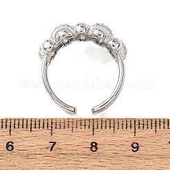 Offene Manschettenringe aus Messing mit Mikropavé und Zirkonia für Damen&nbsp;RJEW-A098-02P
