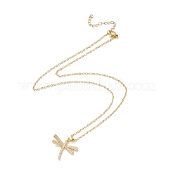 Ожерелье с кулоном в виде стрекозы из прозрачного кубического циркония NJEW-O125-18G