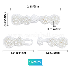 16 пара 2-х цветных китайских лягушек ручной работы с пуговицами и узлами AJEW-GF0005-19