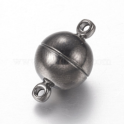 ループ付き真鍮製マグネットクラスプ  ラウンド  ガンメタ色  16x10mm  穴：1.2mm&nbsp;X-PALLOY-MC043-3B