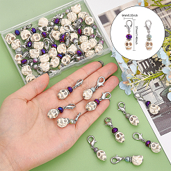 50 шт. 2 стиля Хэллоуин синтетический магнезит череп подвески украшения HJEW-CA0001-62